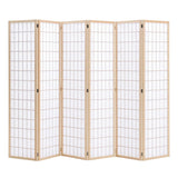 6-Panel Solid Wood Folding Room Divider Screen Natural Room Dividers Living and Home 