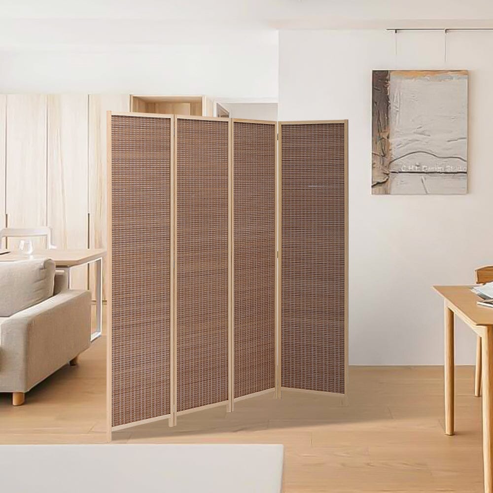 2 Style Bamboo Woven 4-Panel Folding Room Divider Room Dividers Living and Home 