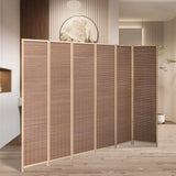 Brown Bamboo Woven 6-Panel Folding Room Divider