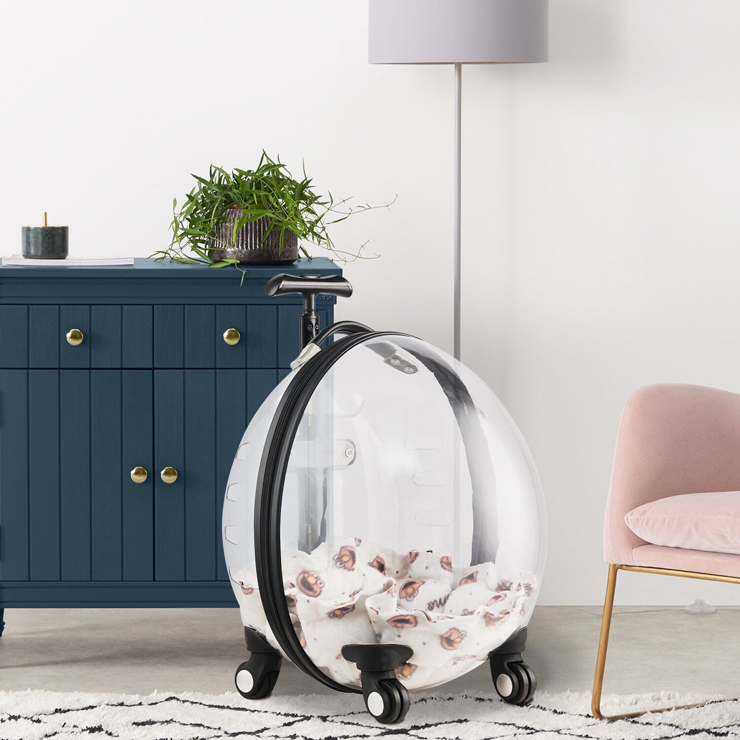 Transparent White Pet Travel Trolley Suitcase Living and Home 