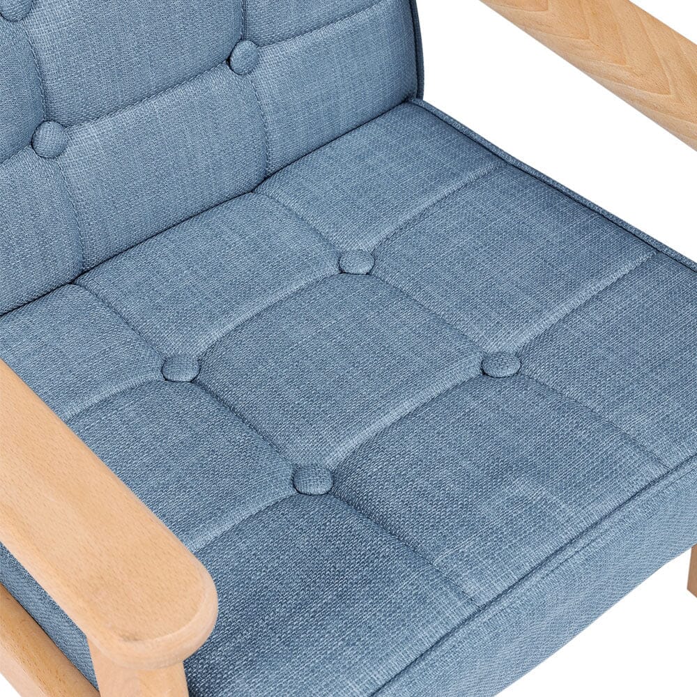 Blue MINI Single Children’s Sofa with Linen Fabric Upholstery Living and Home 