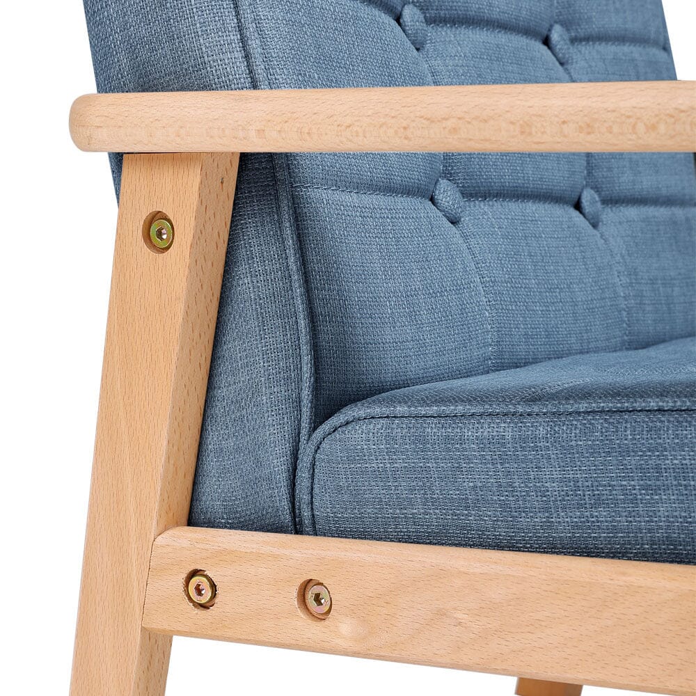 Blue MINI Single Children’s Sofa with Linen Fabric Upholstery Living and Home 