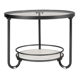 2 Tier Round Glass and Slate Coffee Table Coffee Tables Living and Home 