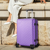 20/24/28 Inch Lightweight Hardside Slash Texture Travel Suitcase with Spinner Wheels Travel Suitcases Living and Home Purple 20 inch 