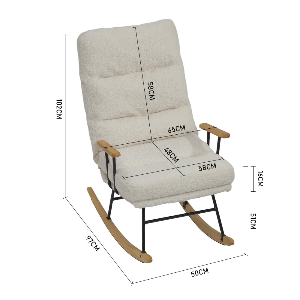 Modern Teddy Fabric Rocking Chair with Wooden Armrests Living and Home 