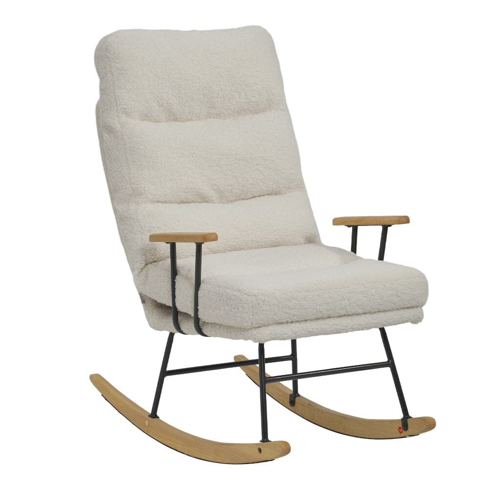 Modern Teddy Fabric Rocking Chair with Wooden Armrests Living and Home 