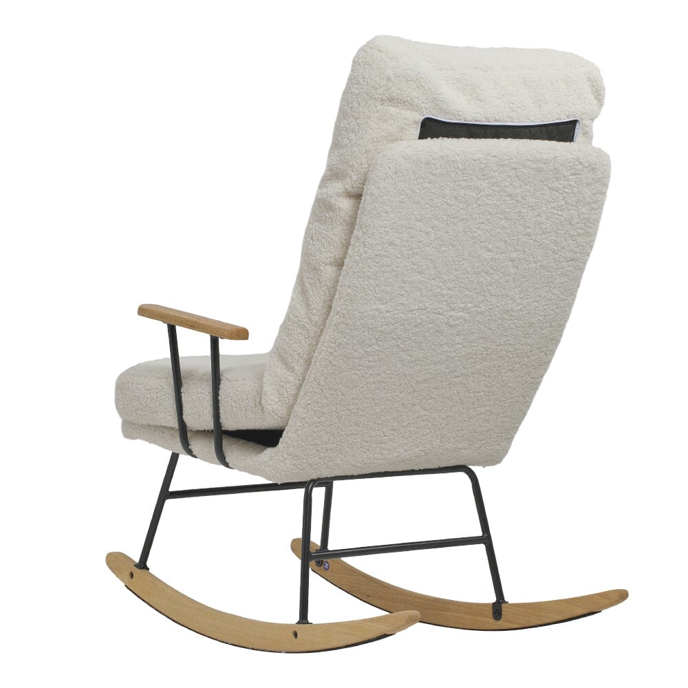 Modern Teddy Fabric Rocking Chair with Wooden Armrests Living and Home 