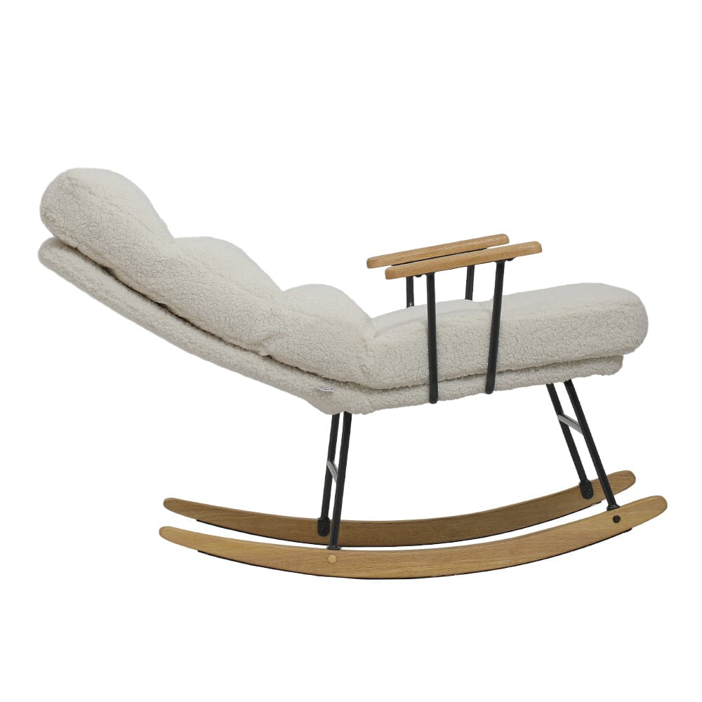 Modern Teddy Fabric Rocking Chair with Wooden Armrests Living and Home 