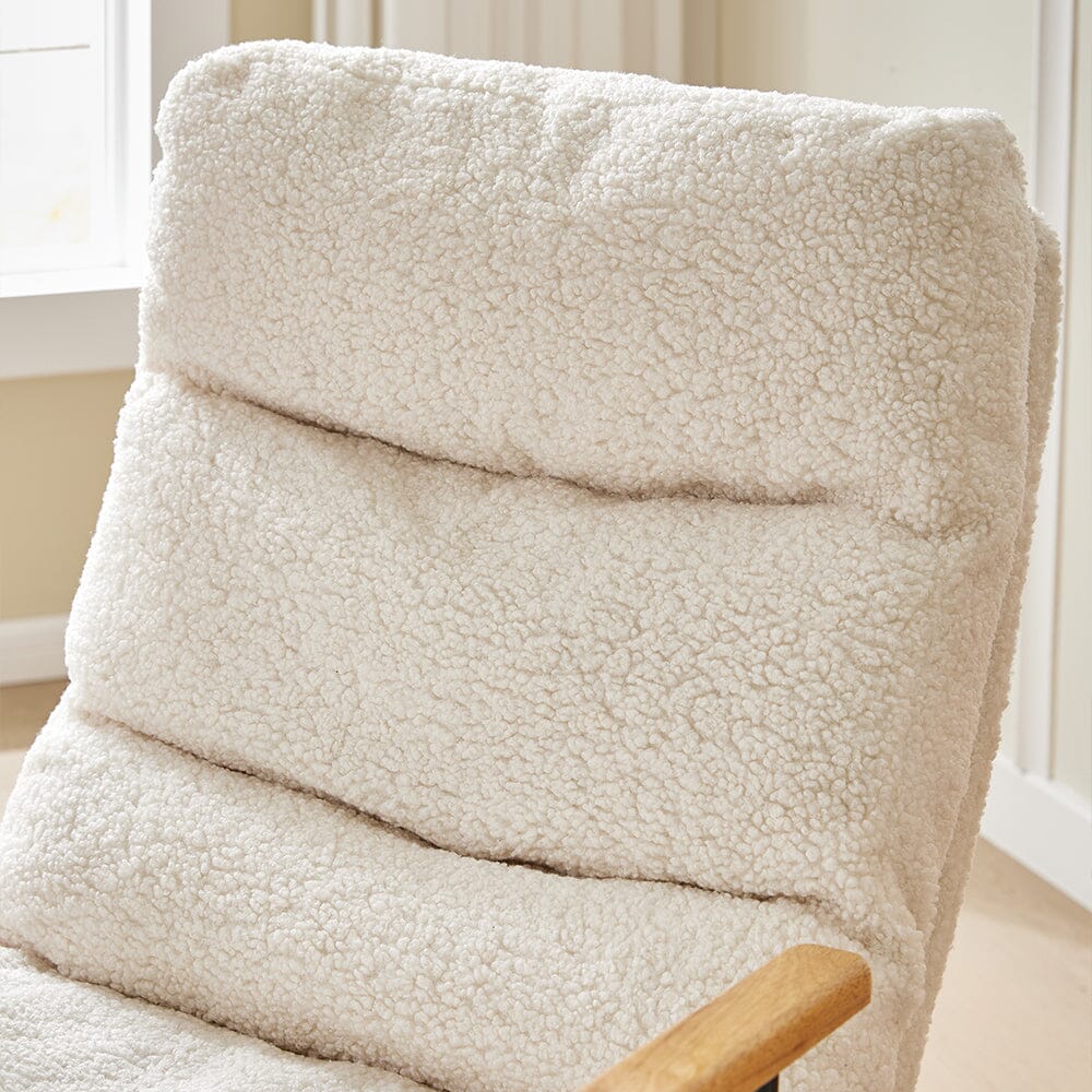 Modern Teddy Fabric Rocking Chair with Wooden Armrests Living and Home 