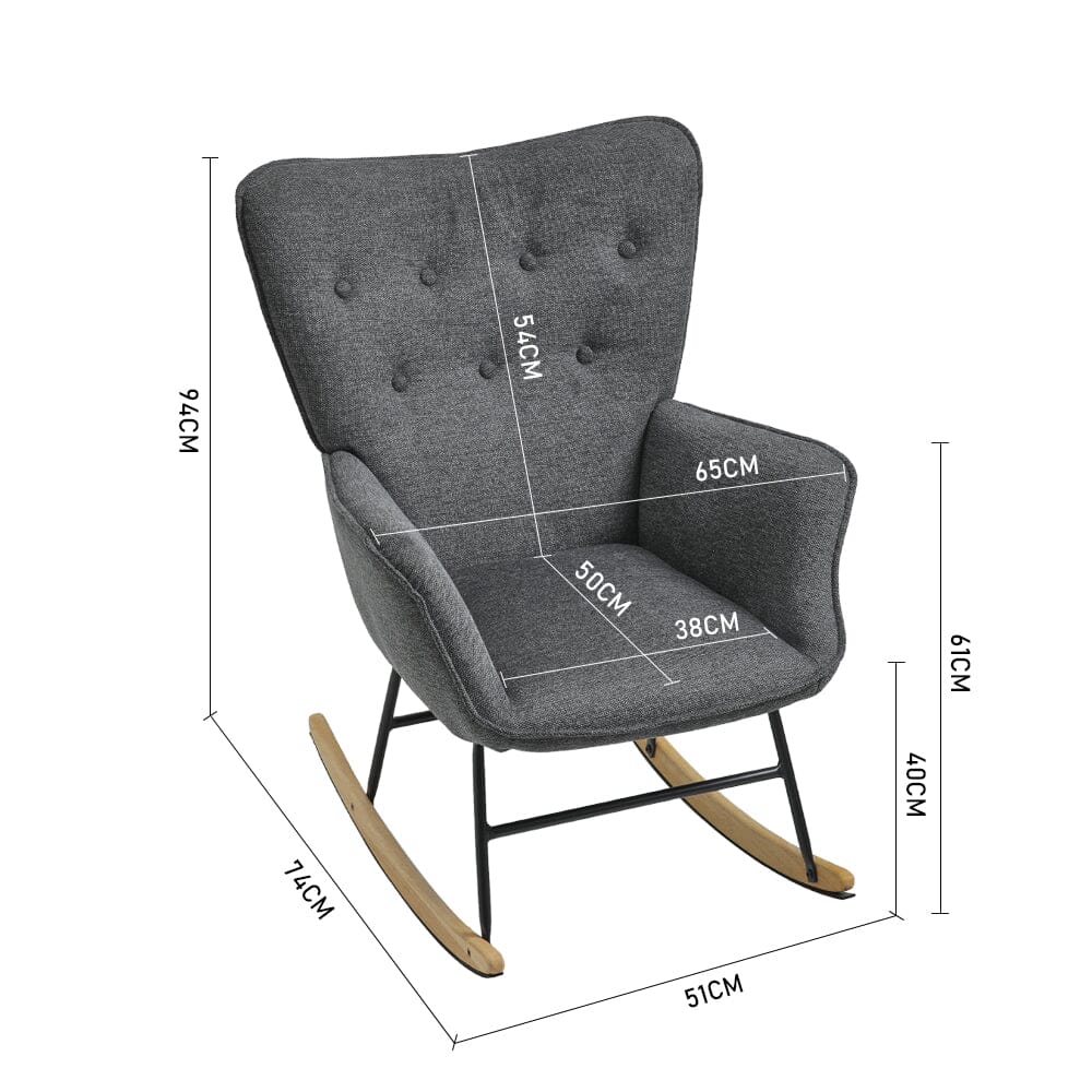 Modern Linen Fabric Rocking Chair with Oak Rocking Legs Living and Home 