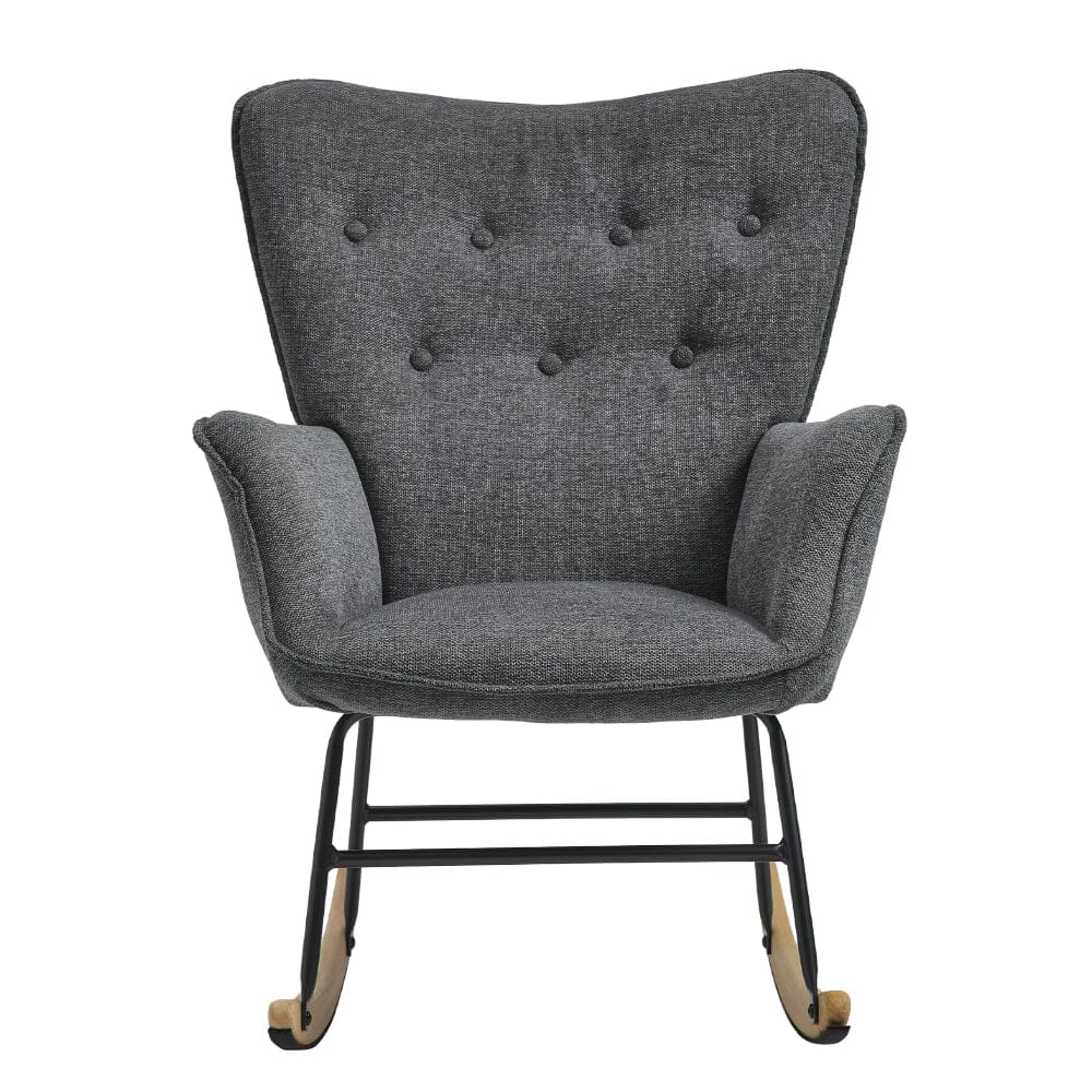 Modern Linen Fabric Rocking Chair with Oak Rocking Legs Living and Home 