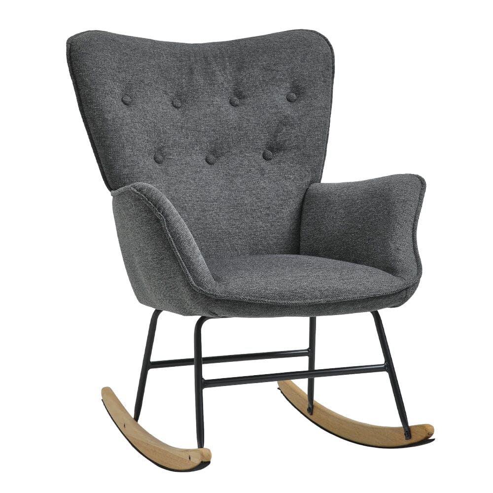 Modern Linen Fabric Rocking Chair with Oak Rocking Legs Living and Home 