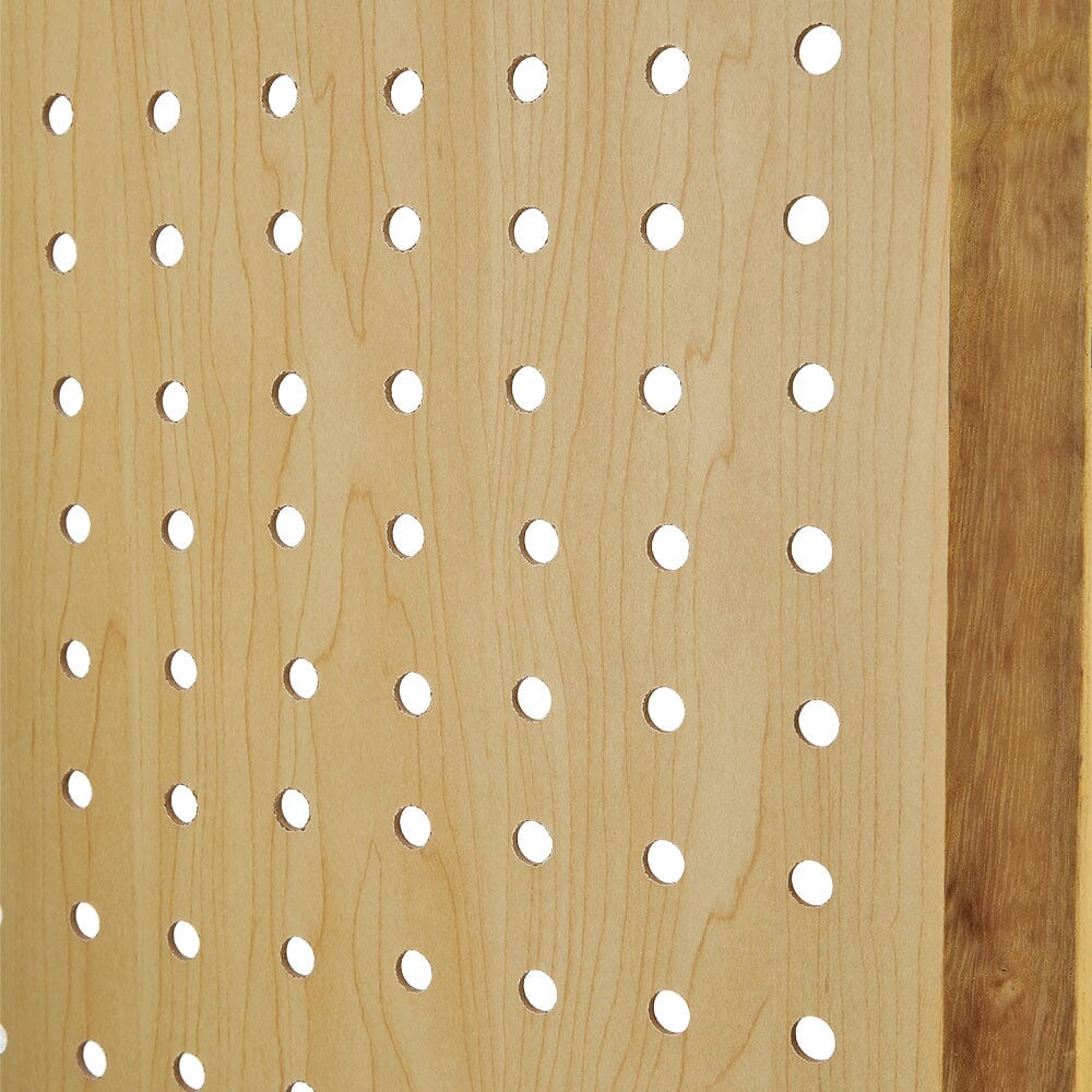 Natural Wood Round-Hole Screen with Four Panels in Paulownia Wood Living and Home 