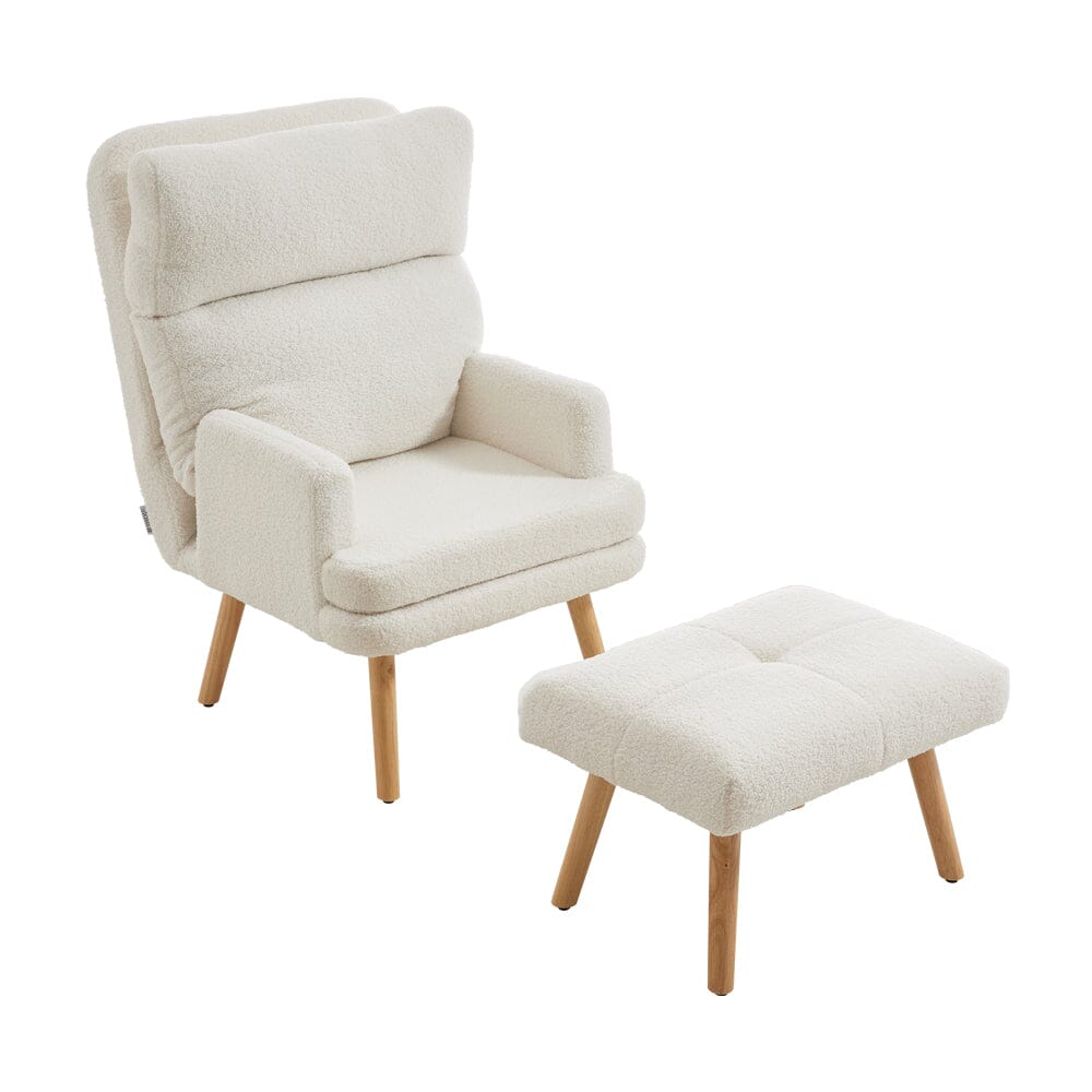 Wooden Legs Velvet Armchair Chair with Footrest Armchair Living and Home 