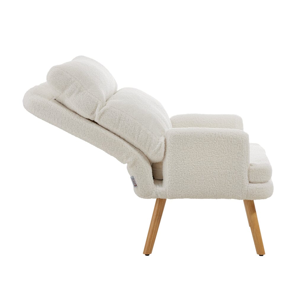 Wooden Legs Velvet Armchair Chair with Footrest Armchair Living and Home 