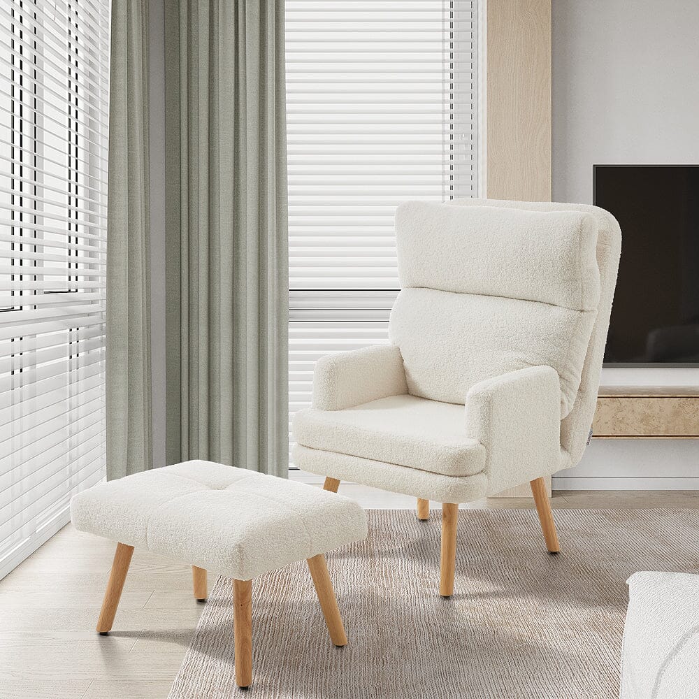 Teddy Fleece Accent Chair with Ottoman Living and Home 