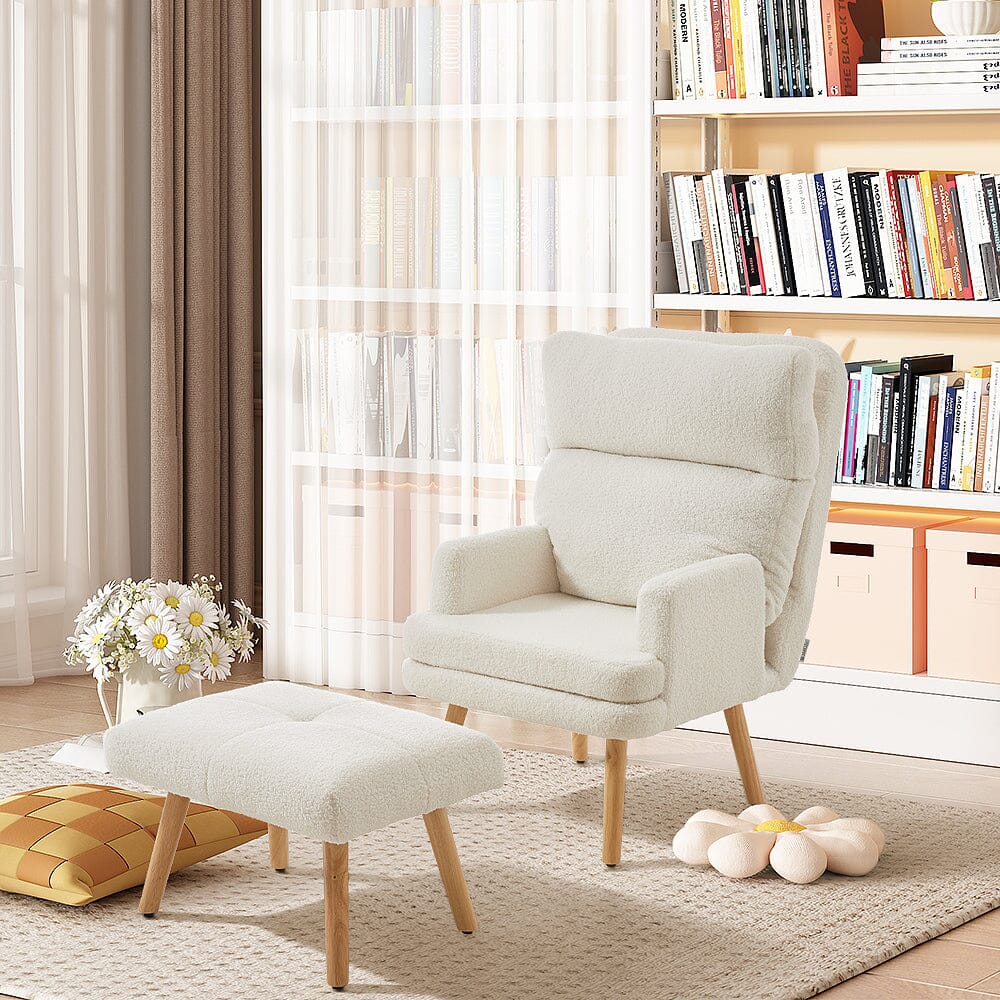 Teddy Fleece Accent Chair with Ottoman Living and Home 