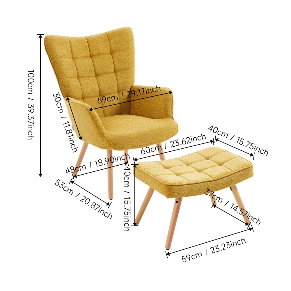 Mustard Linen Accent Chair with Ottoman Living and Home 