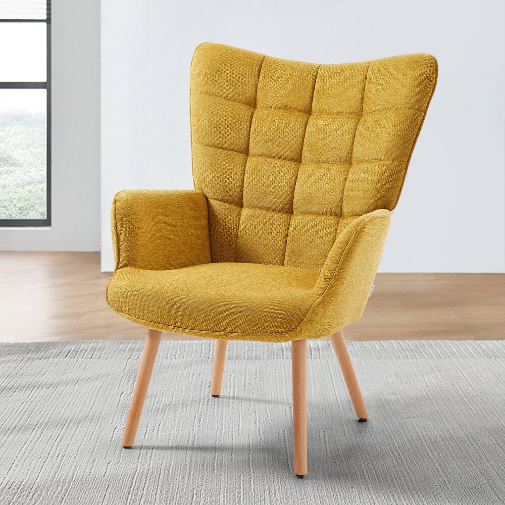 Mustard Linen Accent Chair with Ottoman Living and Home 