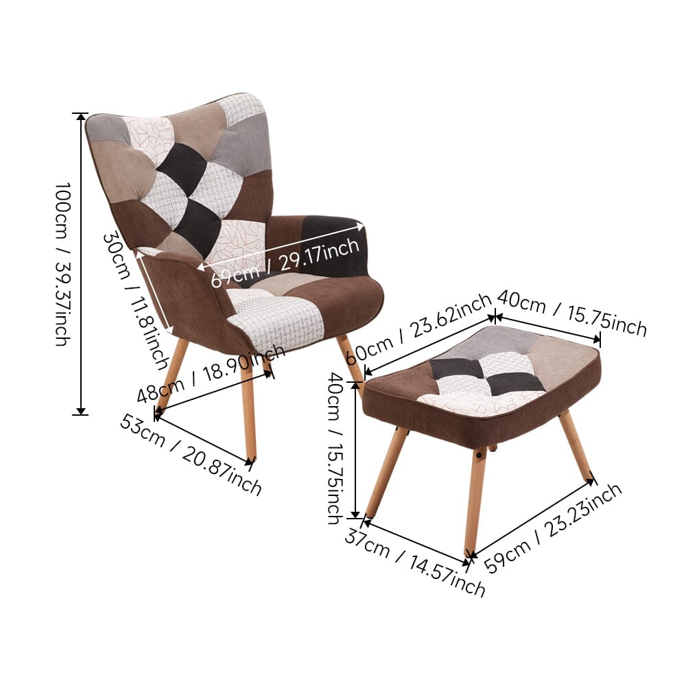 Patchwork Accent Chair with Ottoman Living and Home 