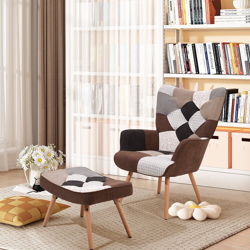 Patchwork Accent Chair with Ottoman Living and Home 
