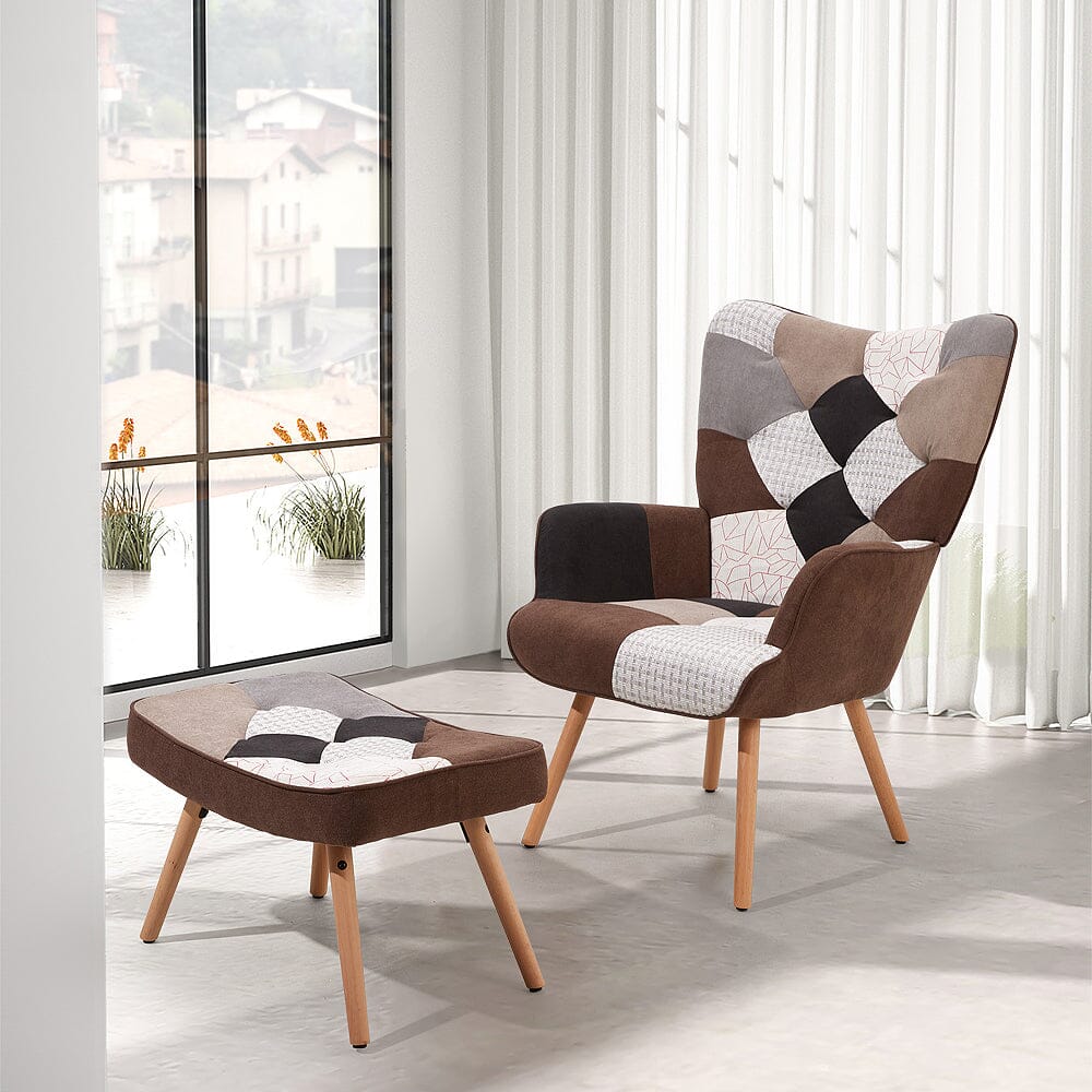 Patchwork Accent Chair with Ottoman Living and Home 