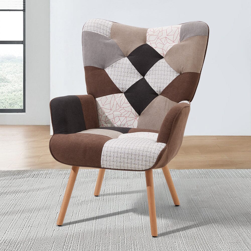 Patchwork Accent Chair with Ottoman Living and Home 