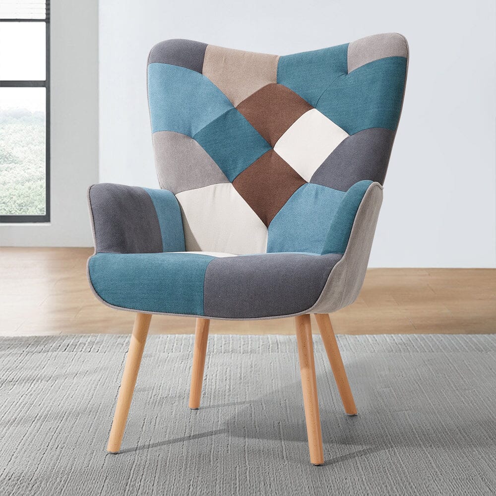Patchwork Accent Chair with Ottoman Living and Home 