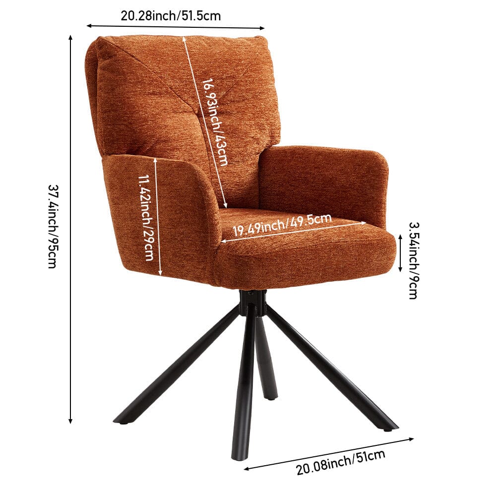 Burnt Orange Chenille Swivel Accent Chair with Y-Stitch Backrest Living and Home 