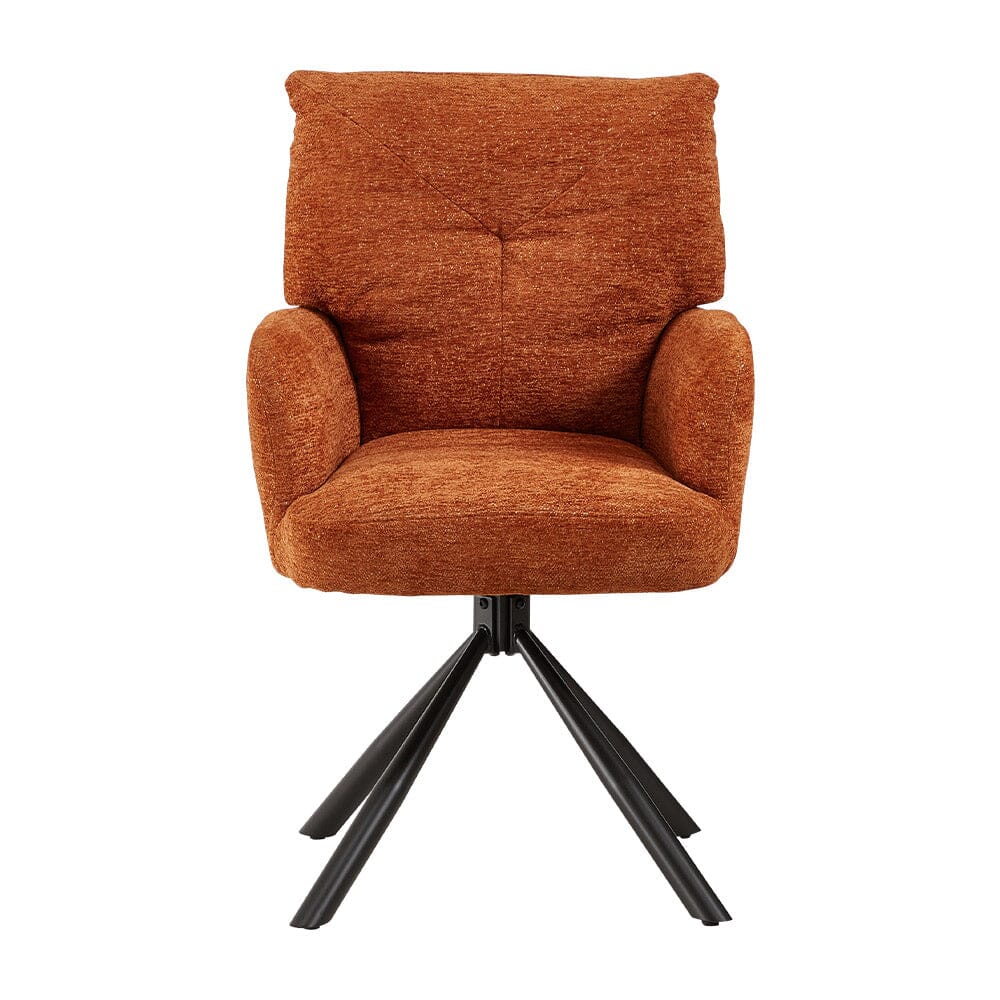Burnt Orange Chenille Swivel Accent Chair with Y-Stitch Backrest Living and Home 