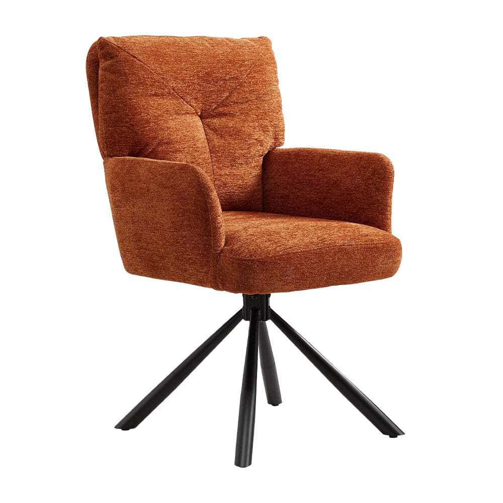 Burnt Orange Chenille Swivel Accent Chair with Y-Stitch Backrest Living and Home 