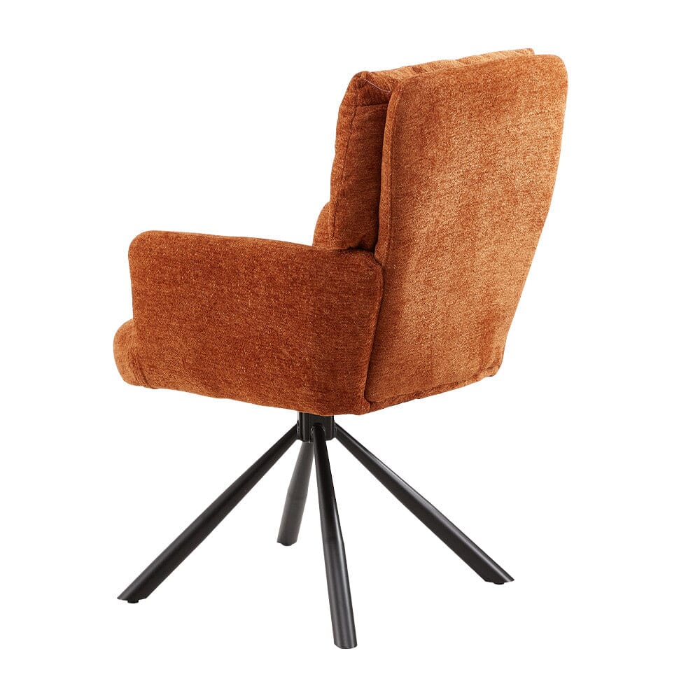 Burnt Orange Chenille Swivel Accent Chair with Y-Stitch Backrest Living and Home 