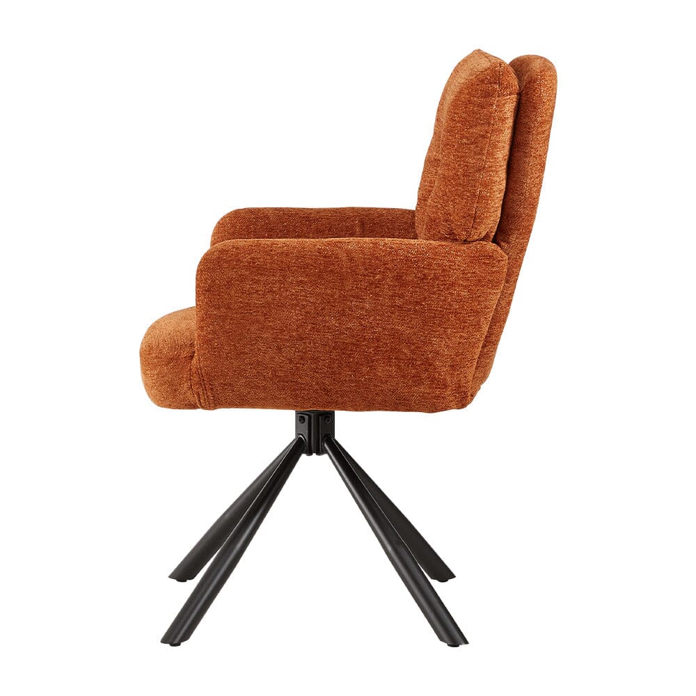 Burnt Orange Chenille Swivel Accent Chair with Y-Stitch Backrest Living and Home 