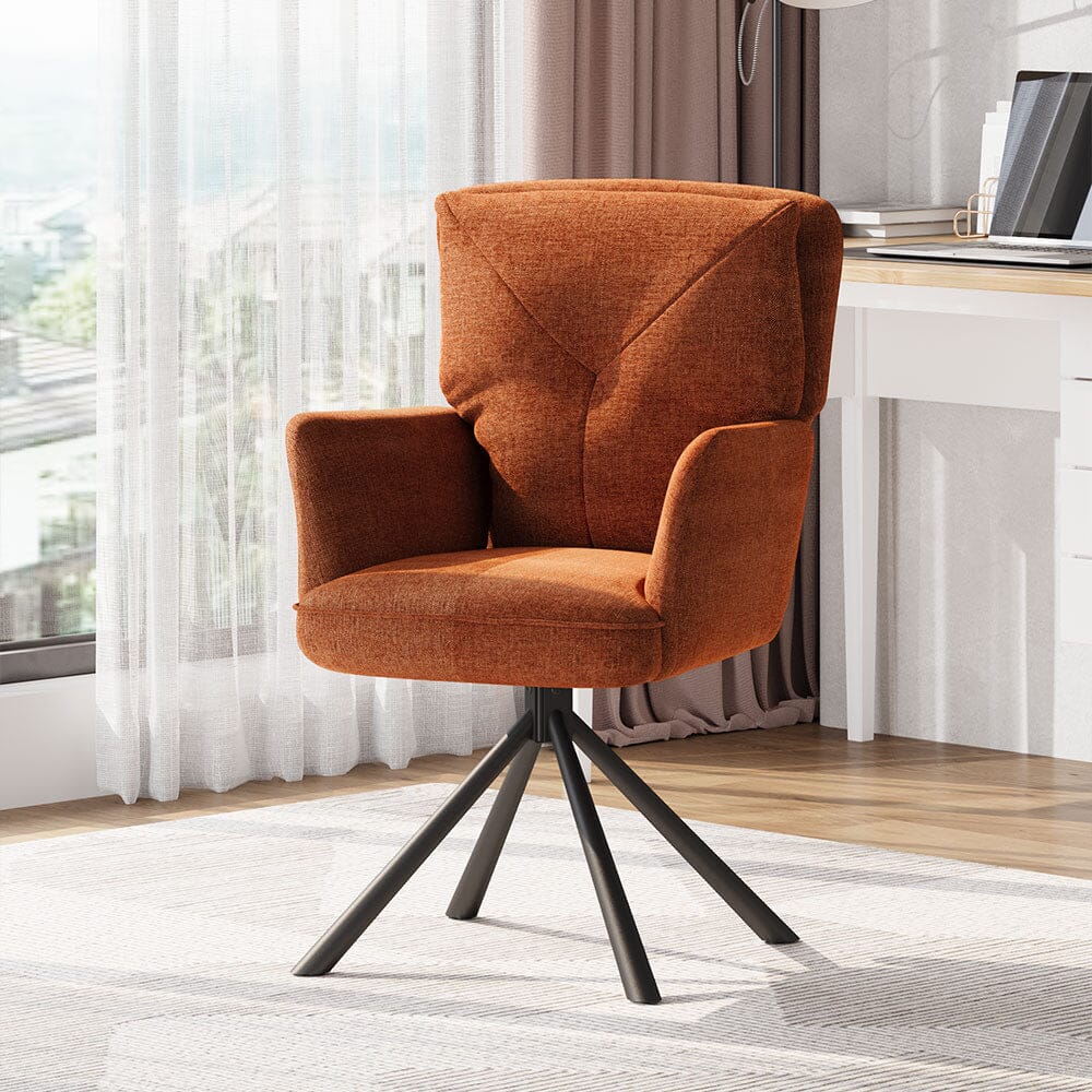 Burnt Orange Chenille Swivel Accent Chair with Y-Stitch Backrest Living and Home 