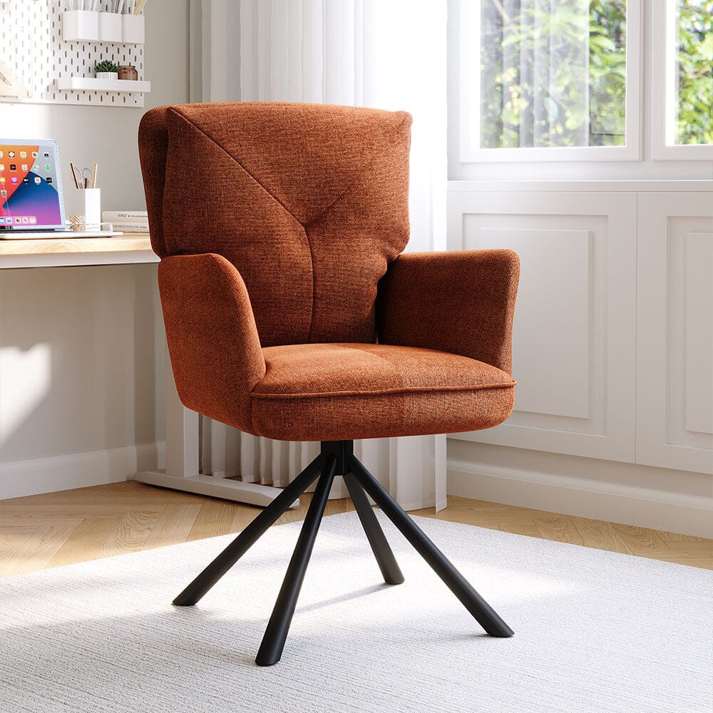 Burnt Orange Chenille Swivel Accent Chair with Y-Stitch Backrest Living and Home 