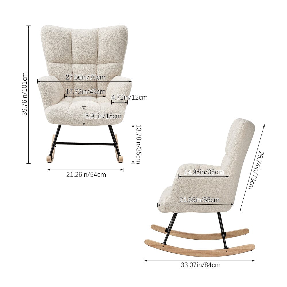 Modern Teddy Fabric Rocking Chair with Side Pocket Living and Home 