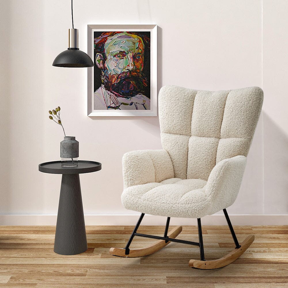 Modern Teddy Fabric Rocking Chair with Side Pocket Living and Home 