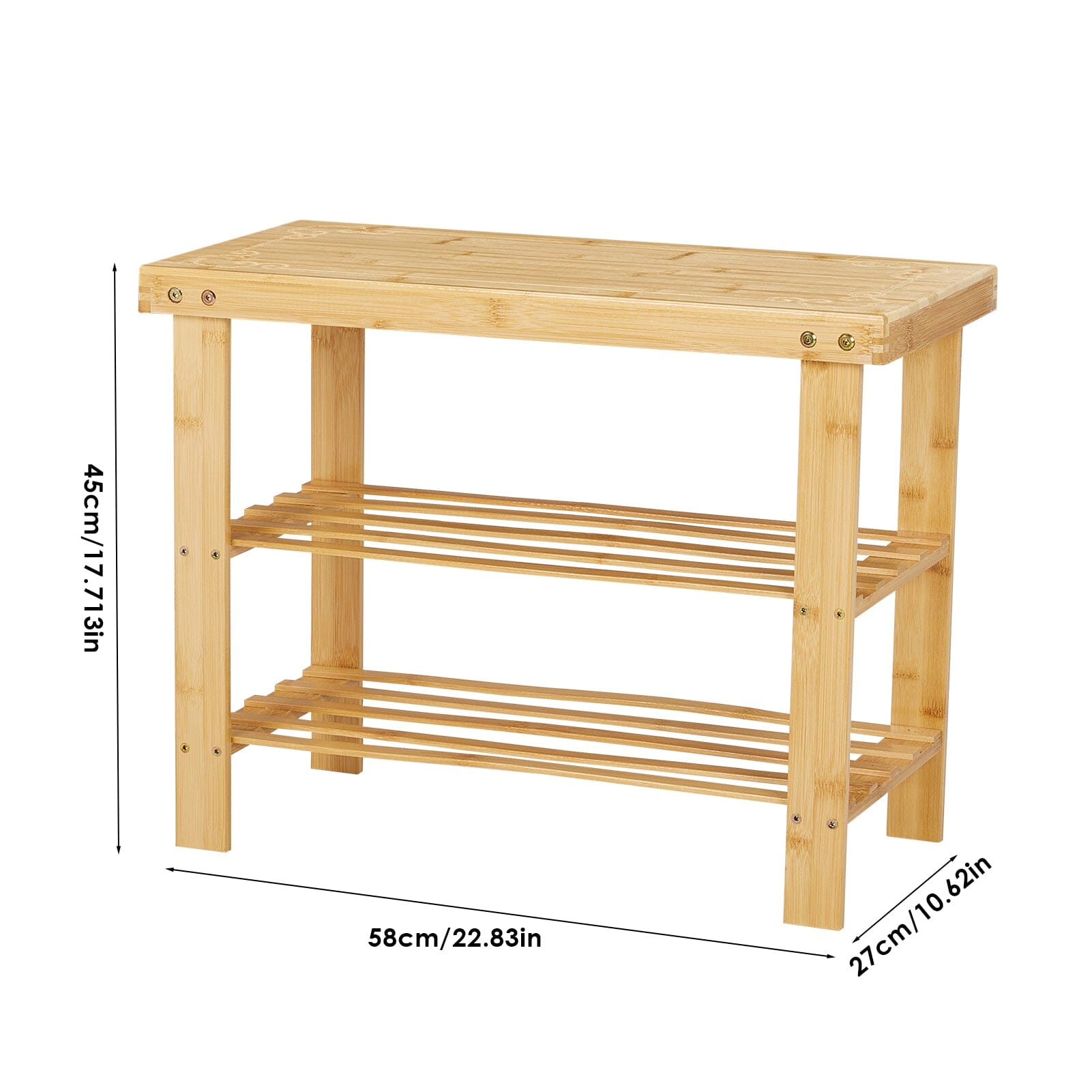 Natural Bamboo 3-Tier Shoe Rack Hallway Storage Organiser Living and Home 