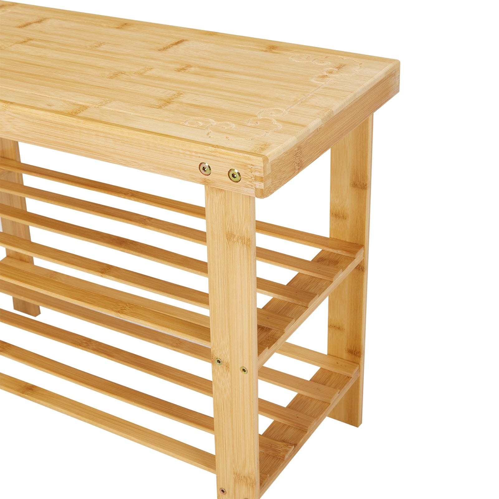 Natural Bamboo 3-Tier Shoe Rack Hallway Storage Organiser Living and Home 