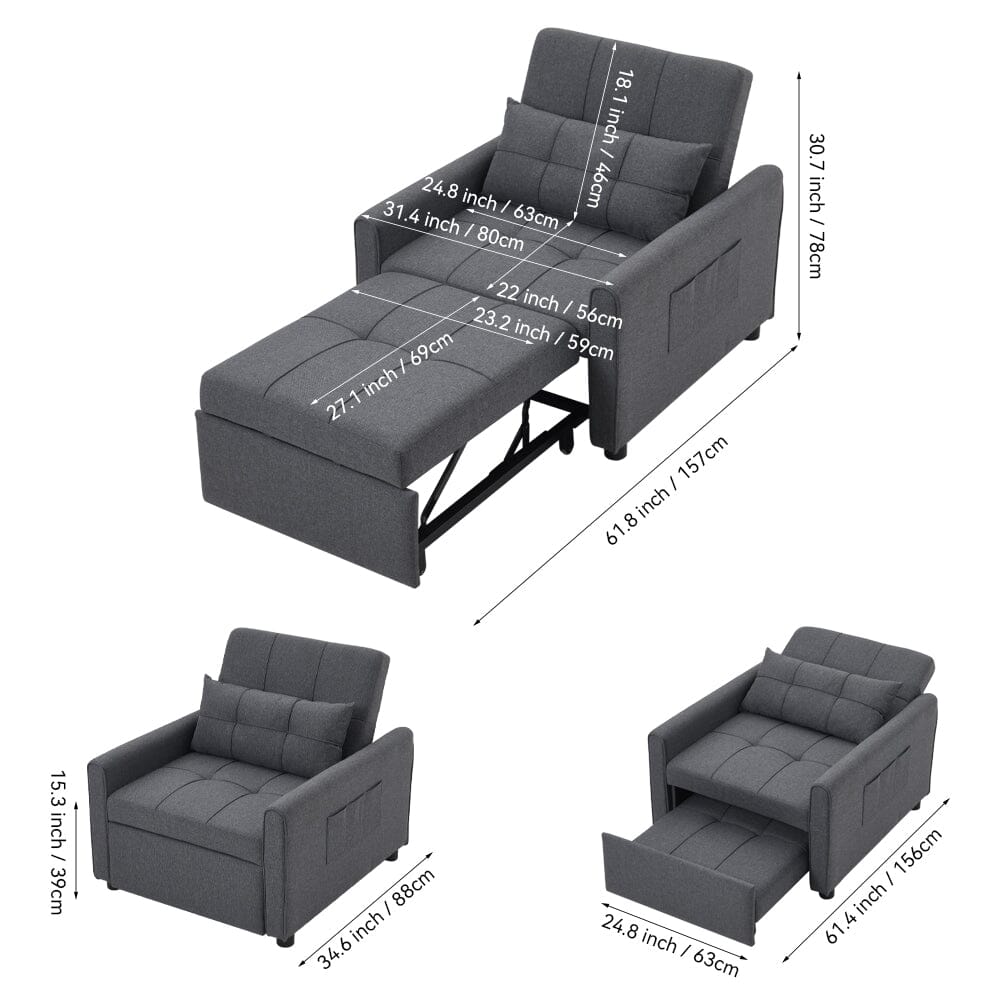 Single Convertible Sofa Bed with Pull Out Mechanism Living and Home 