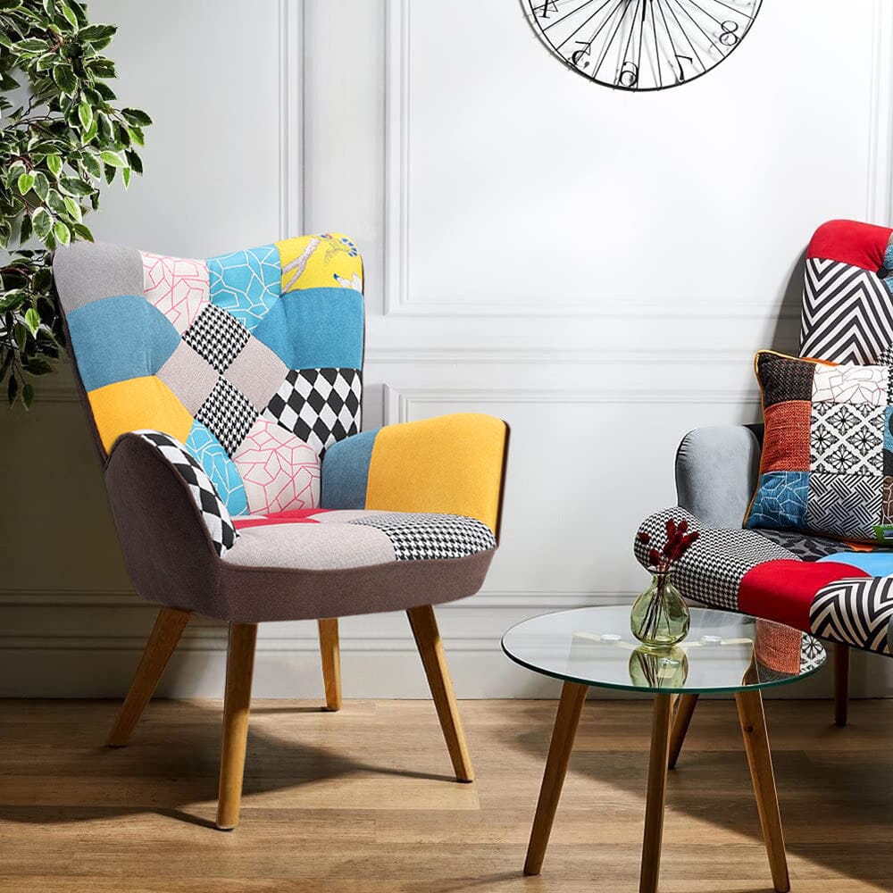 Scandinavian Style Upholstered Accent Chair – Compact Oak Leg Design Living and Home 