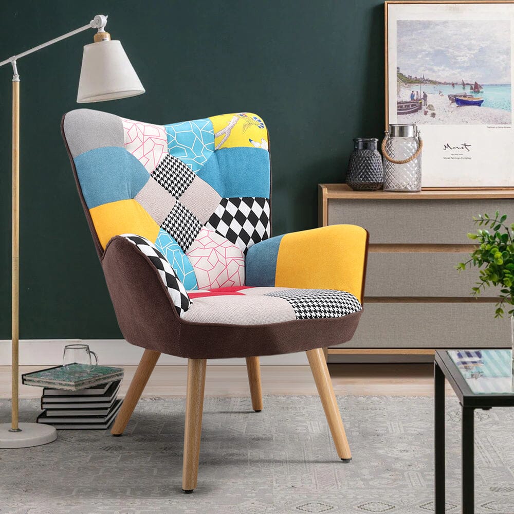 Scandinavian Style Upholstered Accent Chair – Compact Oak Leg Design Living and Home 