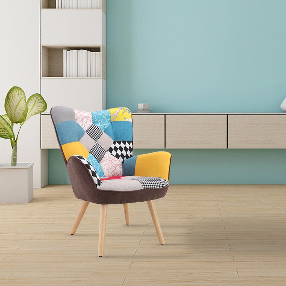 Scandinavian Style Upholstered Accent Chair – Compact Oak Leg Design Living and Home 