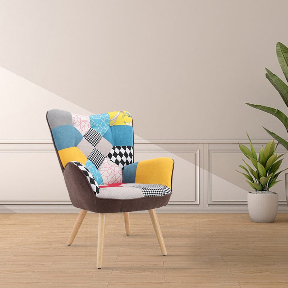 Scandinavian Style Upholstered Accent Chair – Compact Oak Leg Design Living and Home 