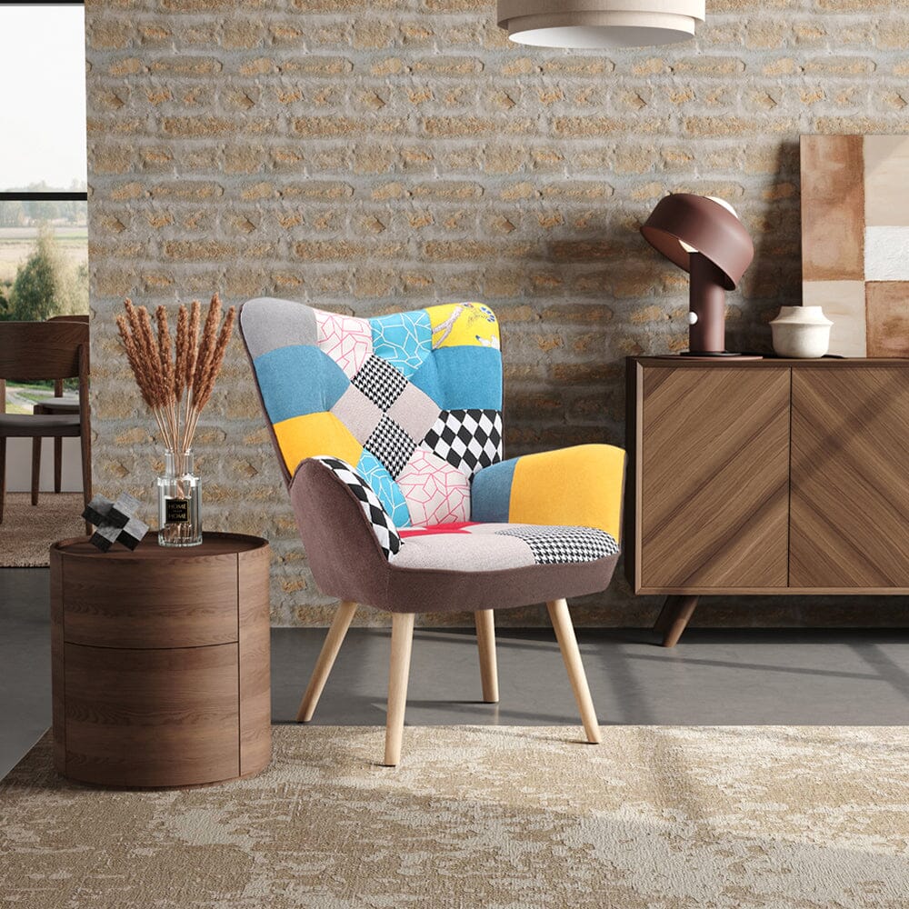 Scandinavian Style Upholstered Accent Chair – Compact Oak Leg Design Living and Home 