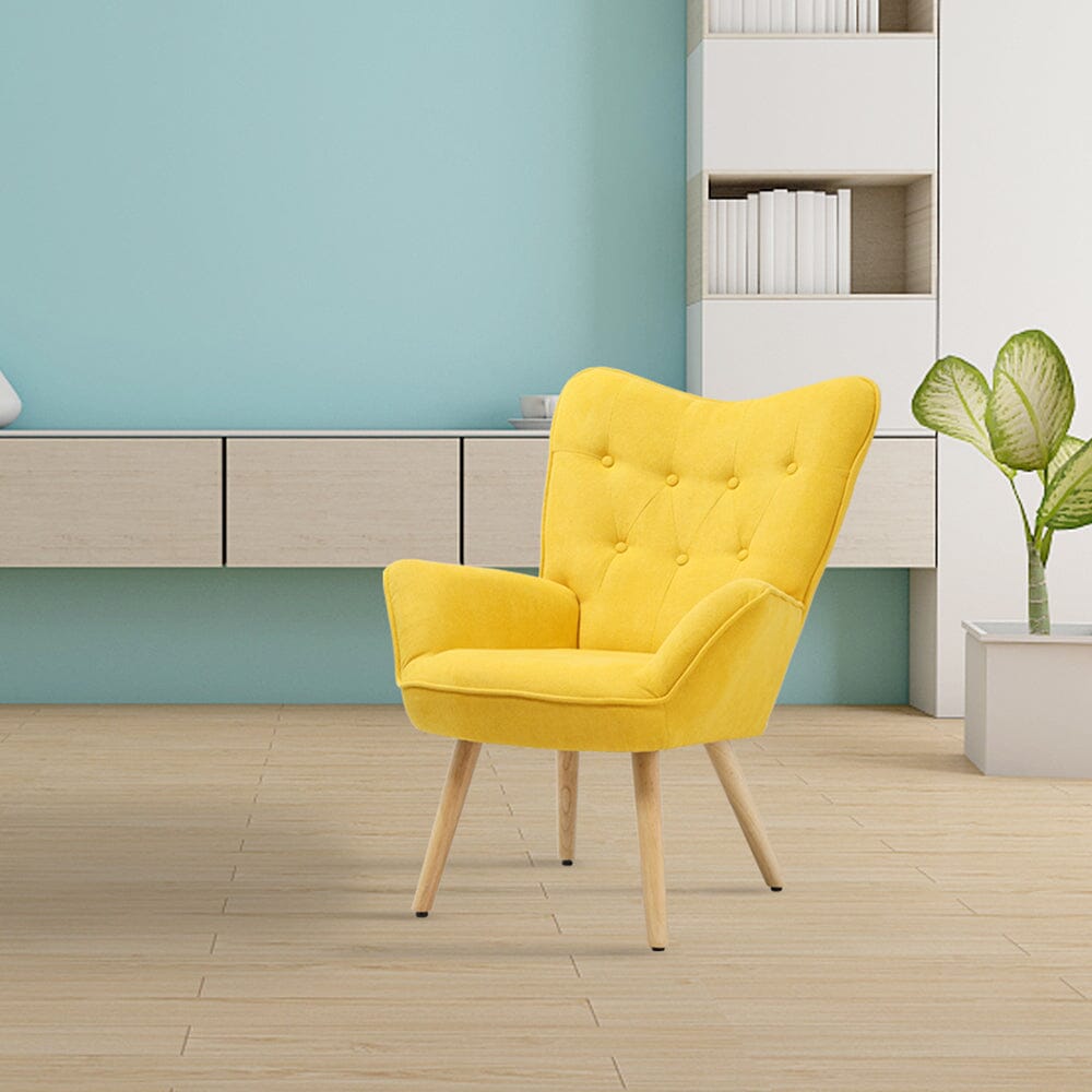 Scandinavian Style Upholstered Accent Chair – Compact Oak Leg Design Living and Home 