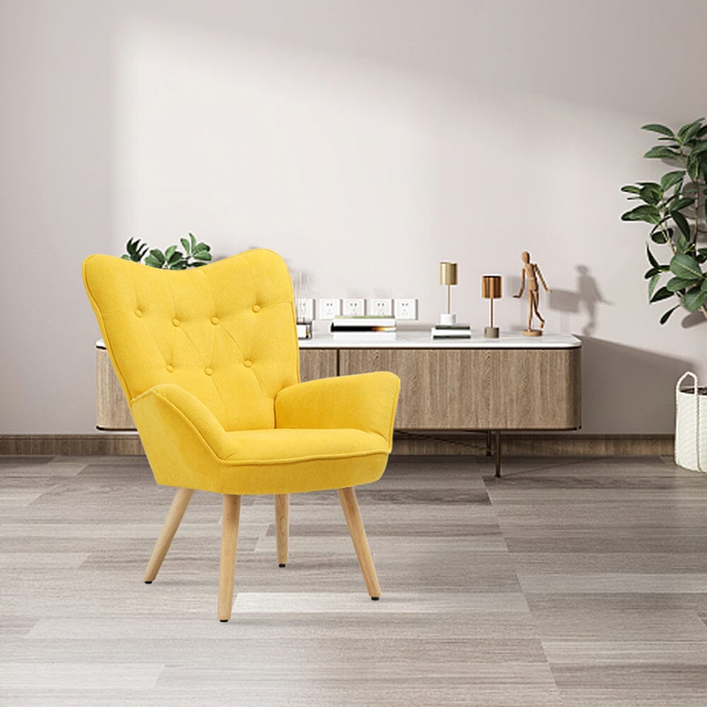 Scandinavian Style Upholstered Accent Chair – Compact Oak Leg Design Living and Home 