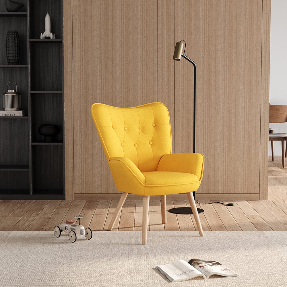 Scandinavian Style Upholstered Accent Chair – Compact Oak Leg Design Living and Home 