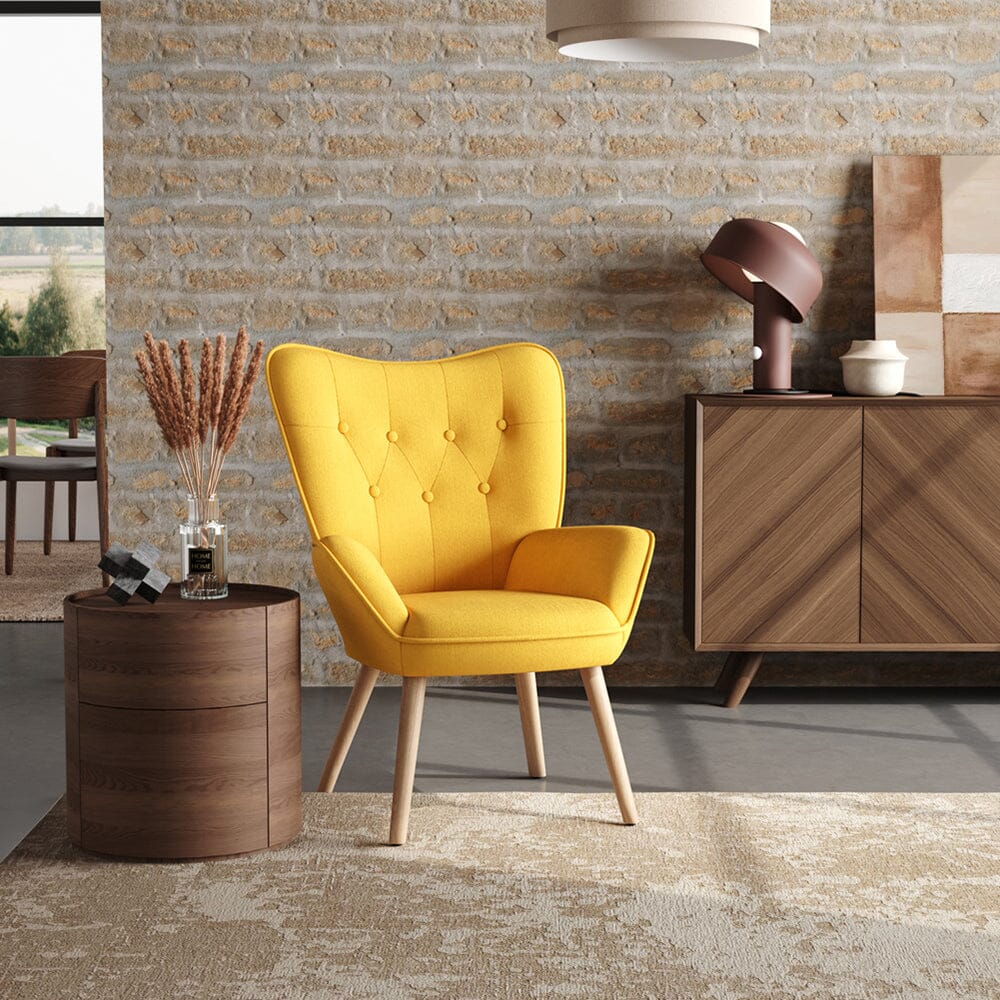 Scandinavian Style Upholstered Accent Chair – Compact Oak Leg Design Living and Home 