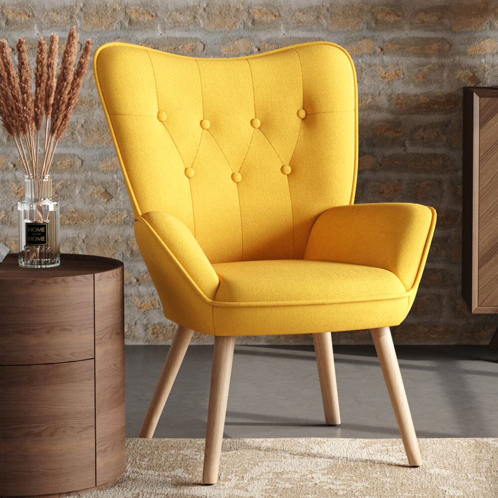 Scandinavian Style Upholstered Accent Chair – Compact Oak Leg Design Living and Home 